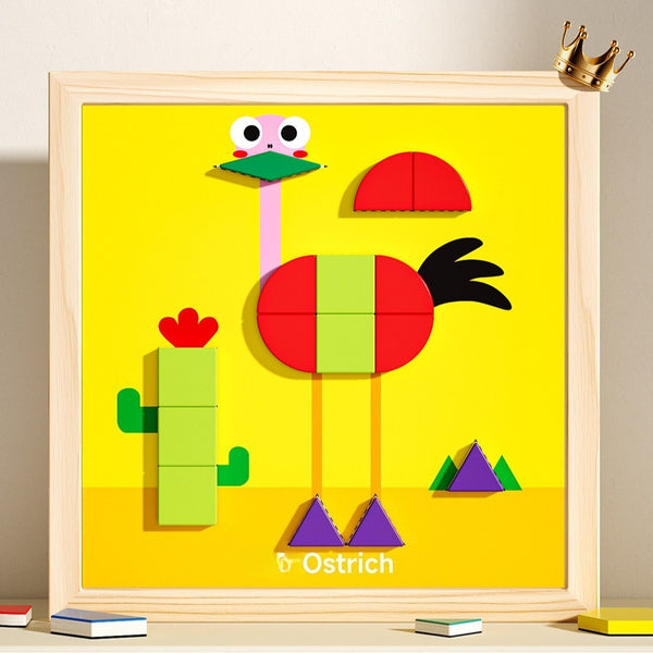 Magnetic Wooden Tangram Puzzle Set - 255 Pieces