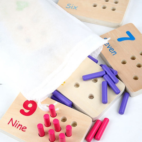 Wooden Number Counting Toy Matching Peg Board