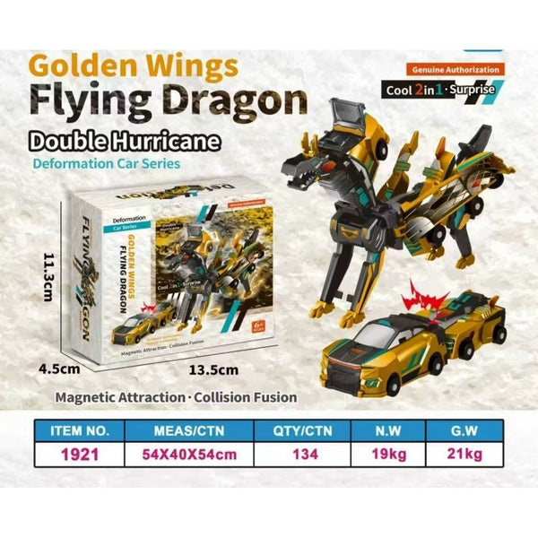 Magnetic Collision Transforming Dragon Car Set