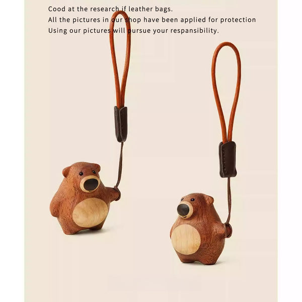 Handcrafted Ebony Wood Bear Keychain