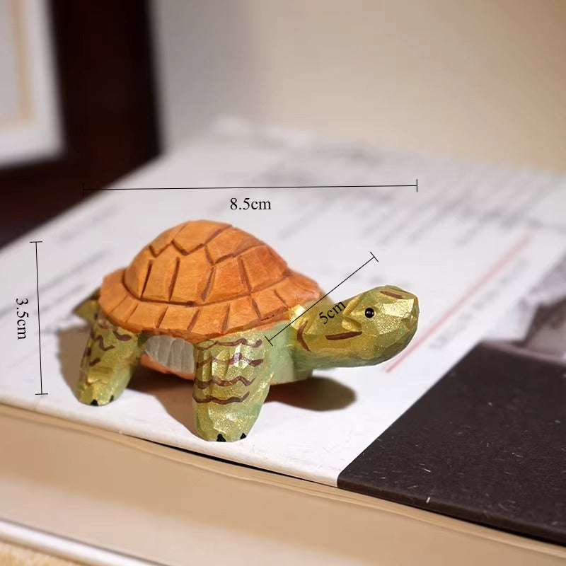 Hand-Carved Wooden Turtle Figurine