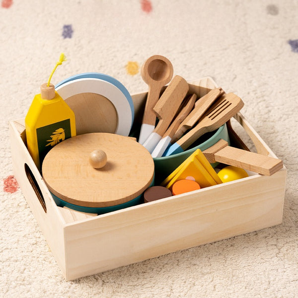 Little Chef's Wooden Kitchen Play Set with Storage Crate
