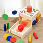 Wooden Montessori Coin & Peg Sorting Box with Spinning Gears