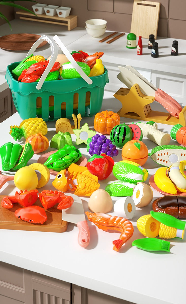 30-Piece Pretend Play Food Set with Storage Basket