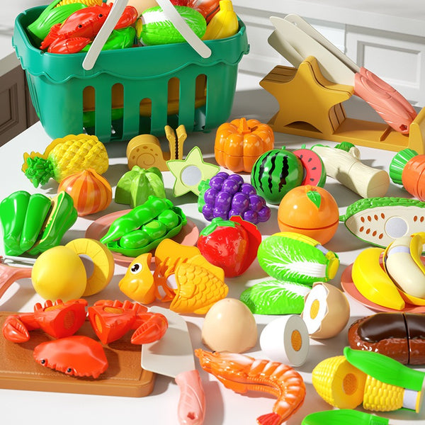30-Piece Pretend Play Food Set with Storage Basket
