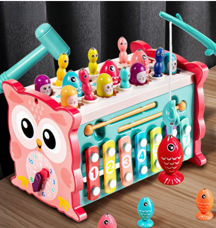 8-in-1 Toddler Activity Cube with Fishing and Whack-a-Mole Game