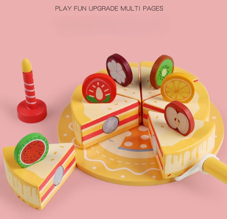Wooden Pretend Play Fruit Cake Set