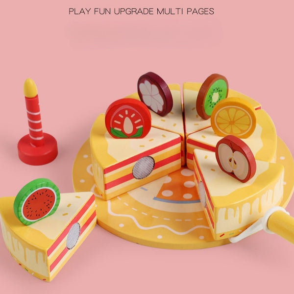 Wooden Pretend Play Fruit Cake Set