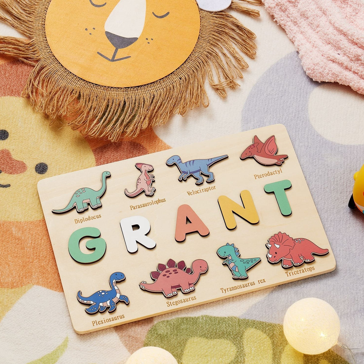 Custom Dinosaur Wooden Name Puzzle