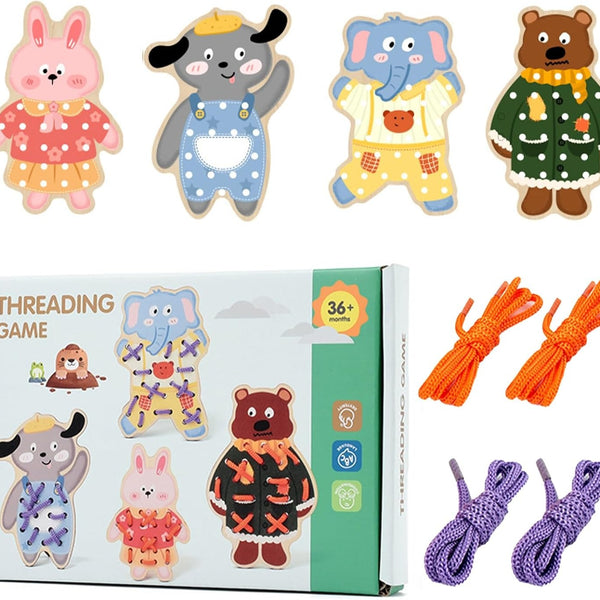 Kids' Wooden Lacing Activity Board Set