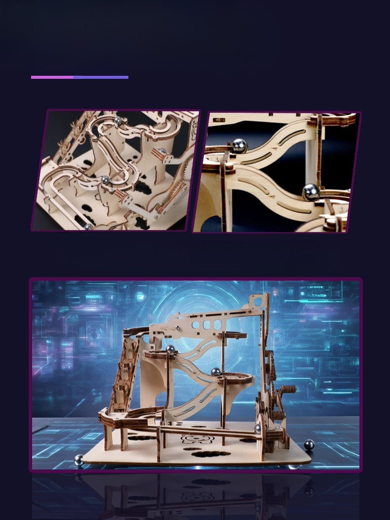 3D Wooden Mechanical Marble Run Kit