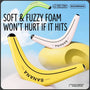 Two inflatable boomerangs with 'BANANA' branding against a blue sky background.