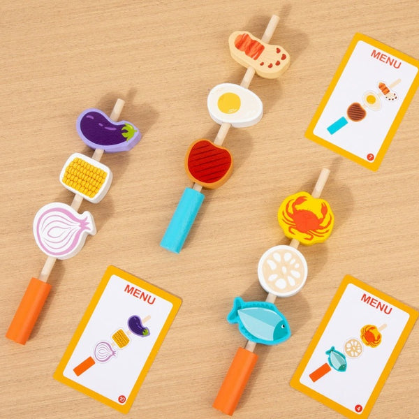 Wooden Pretend Play BBQ Grill Set