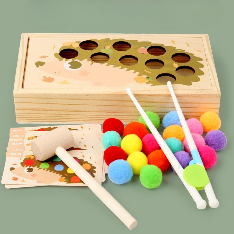 Wooden Hedgehog Pounding & Sorting Math Kit