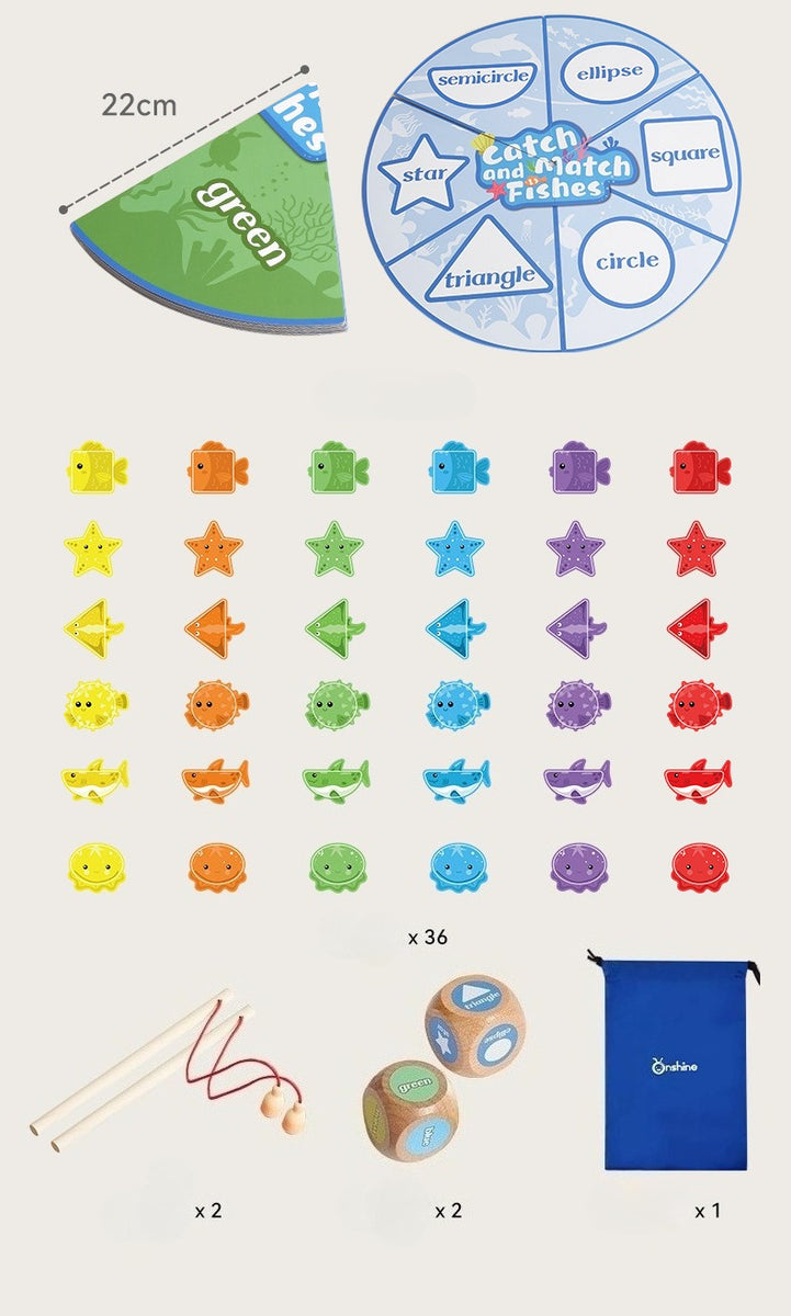 Catch & Match Magnetic Wooden Fishing Game – 36-Piece Set