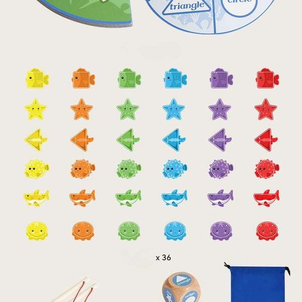 Catch & Match Magnetic Wooden Fishing Game – 36-Piece Set