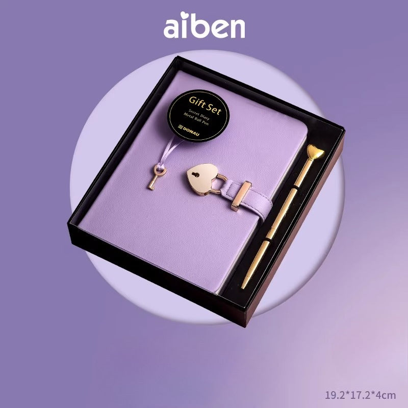 Heart Lock Diary and Metal Pen Gift Set