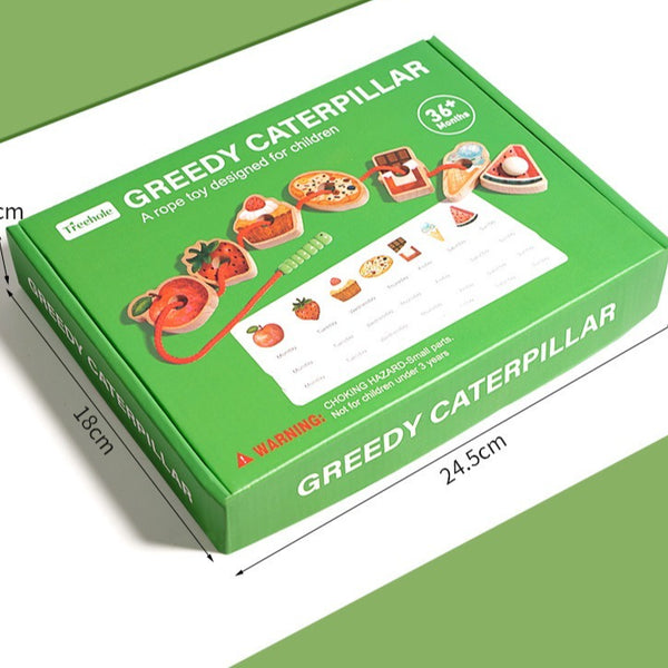 Wooden Greedy Caterpillar Lacing and Threading Toy