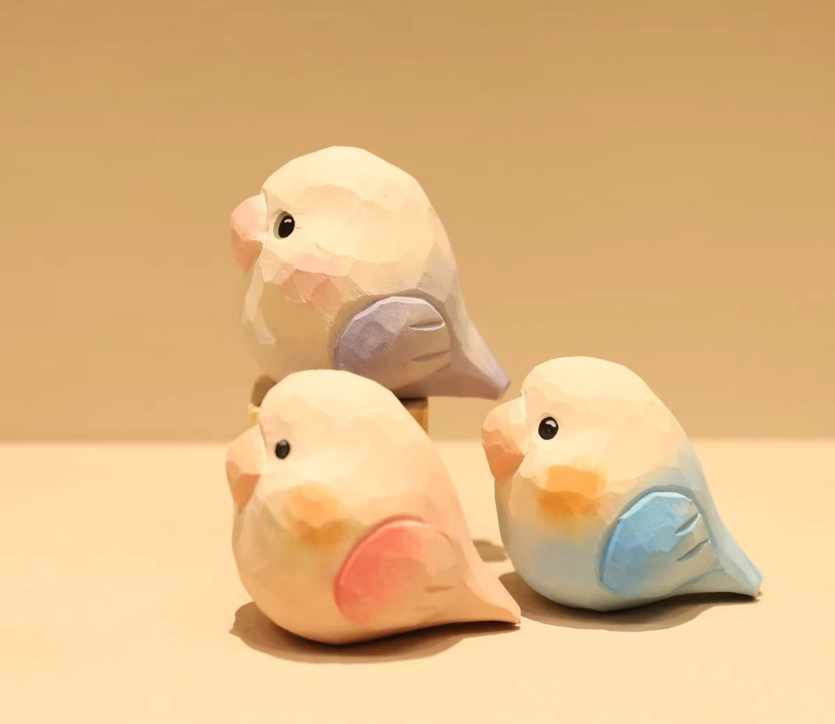 Hand-Carved Wooden Parrot Desktop Figurine