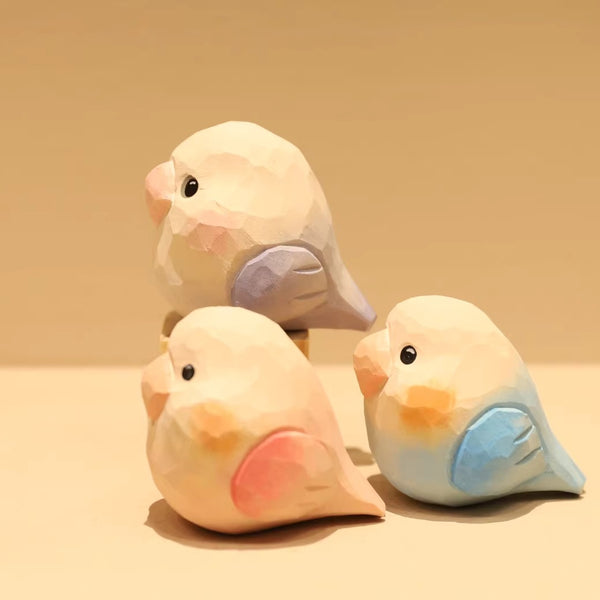 Hand-Carved Wooden Parrot Desktop Figurine