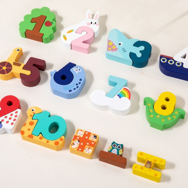 Wooden Number Counting Toy Matching Block Set