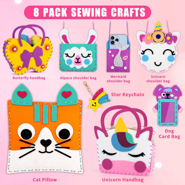 My First Sewing Kit: 8-Pack Animal & Fashion Felt Crafts