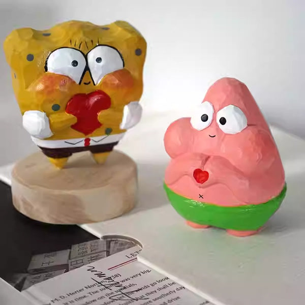 Hand-Carved Wooden Cartoon Character Figurine