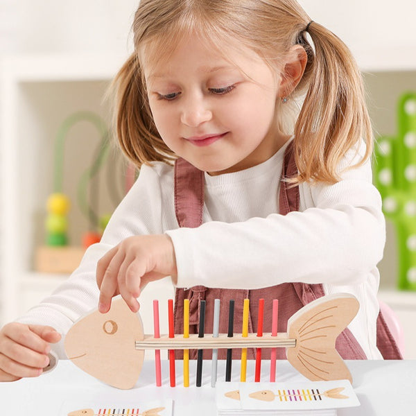Wooden Fish Bone Color Matching Game