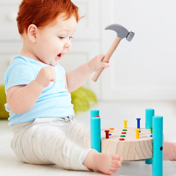 Wooden Hammering Peg Board Toy for Kids