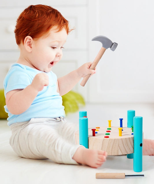 Wooden Hammering Peg Board Toy for Kids