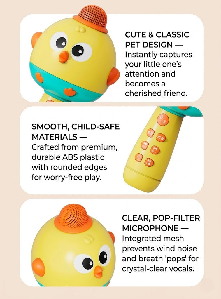 Chick-Themed Wireless Karaoke Microphone for Kids