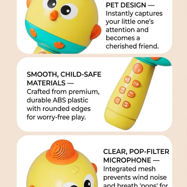 Chick-Themed Wireless Karaoke Microphone for Kids
