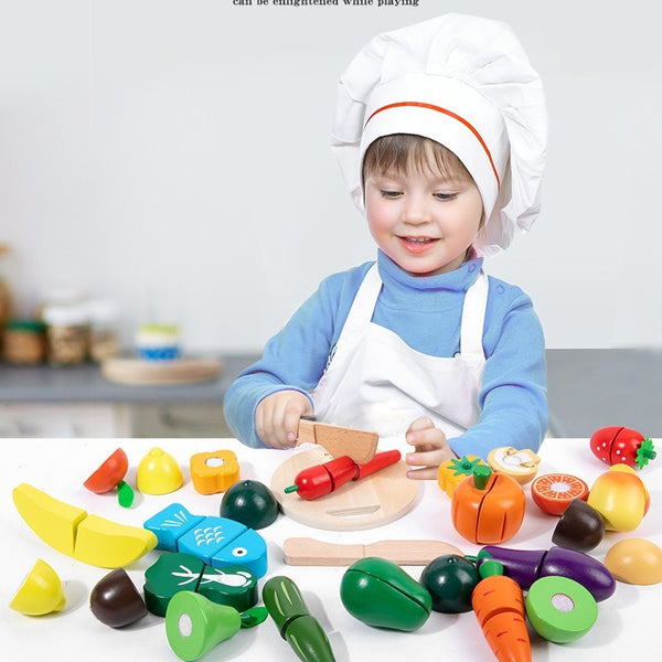 Wooden Fruit & Vegetable Pretend Play Cutting Set