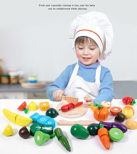 Wooden Fruit & Vegetable Pretend Play Cutting Set