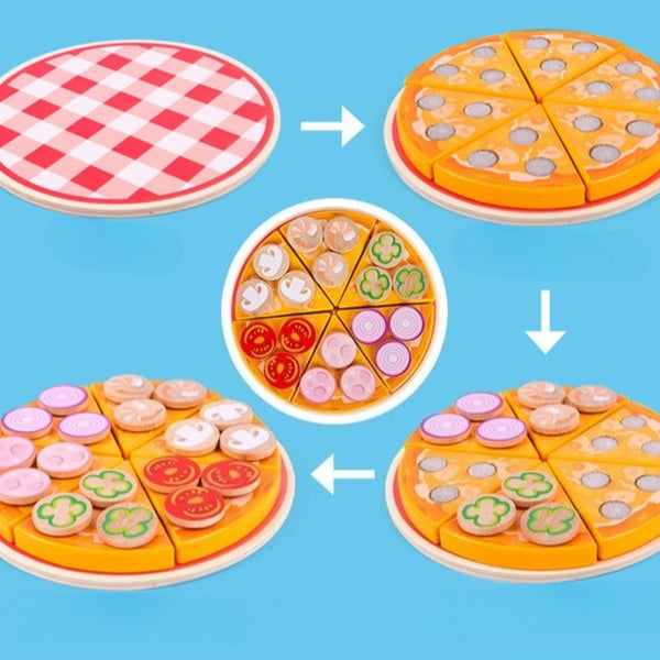 Wooden Make-Believe Pizza Party Set – 27-Piece Slice & Serve Kit
