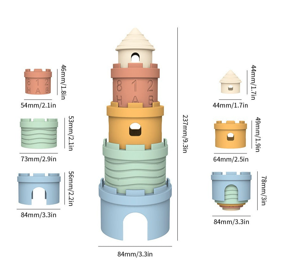 Soft Silicone Stacking Castle Toy for Babies & Toddlers