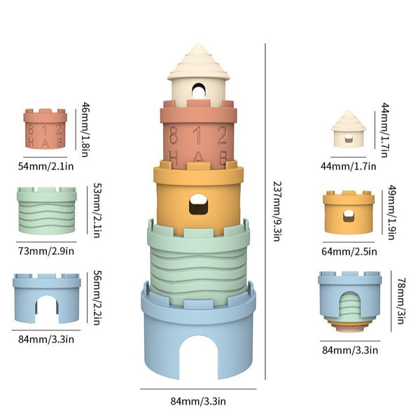 Soft Silicone Stacking Castle Toy for Babies & Toddlers