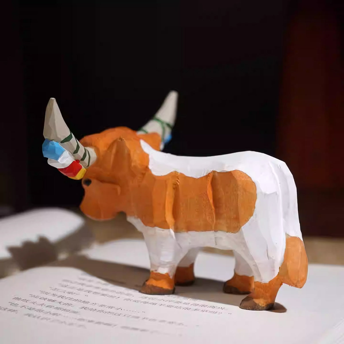 Hand-Carved Wooden Tibetan Ox Ornament