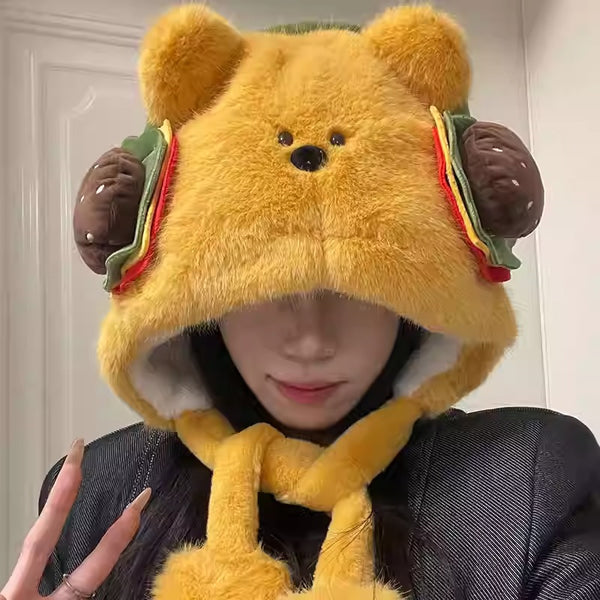 Burger Bear Plush Trapper Hat