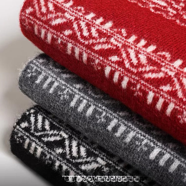 Classic Fair Isle Wool Knit Scarf