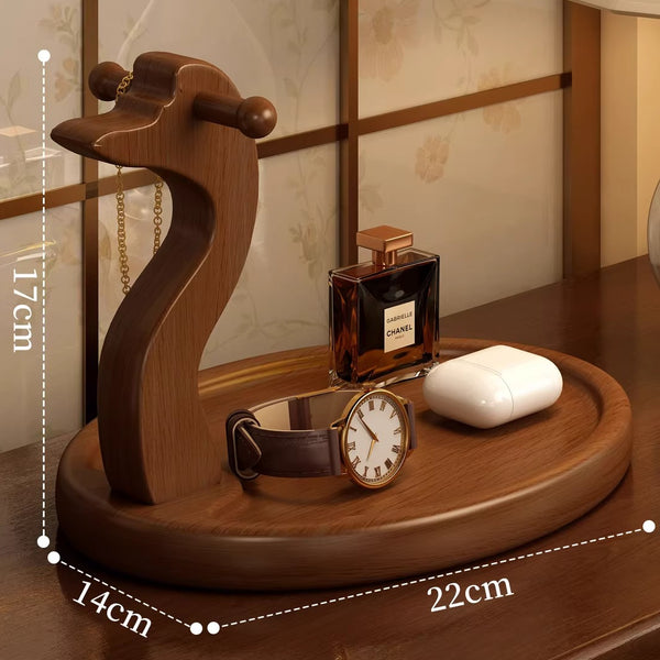 Wooden Catchall Tray with Animal Figurine