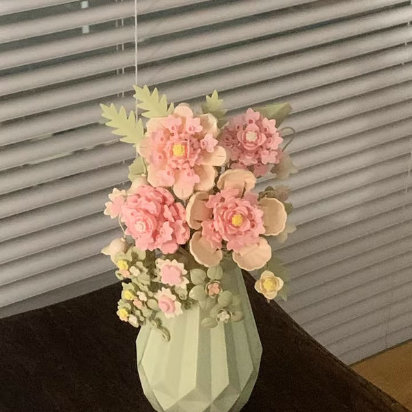 Building Block Flower Bouquet with Vase