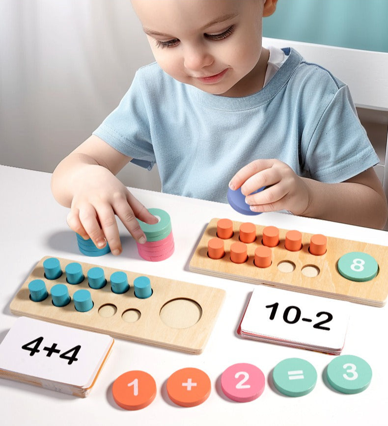 Wooden Ten-Frame Addition and Subtraction Math Set