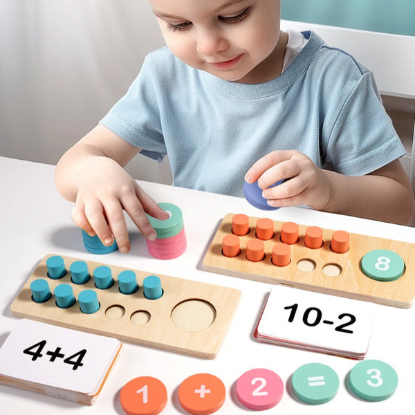 Wooden Ten-Frame Addition and Subtraction Math Set