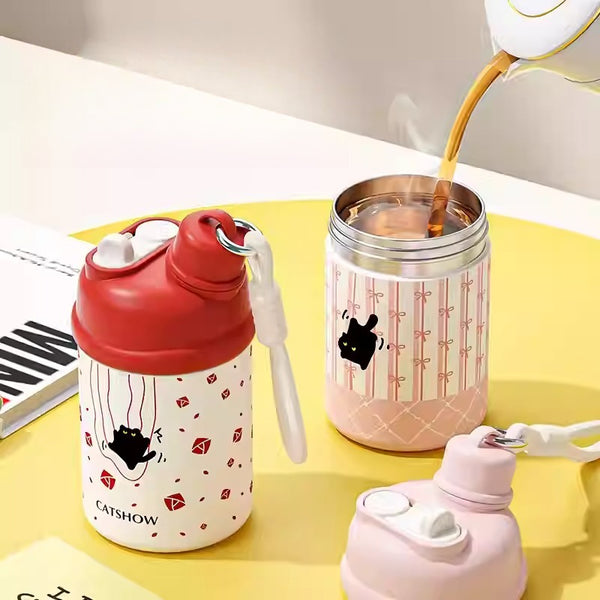 Compact Stainless Steel Insulated Bottle with Dual-Drink Lid