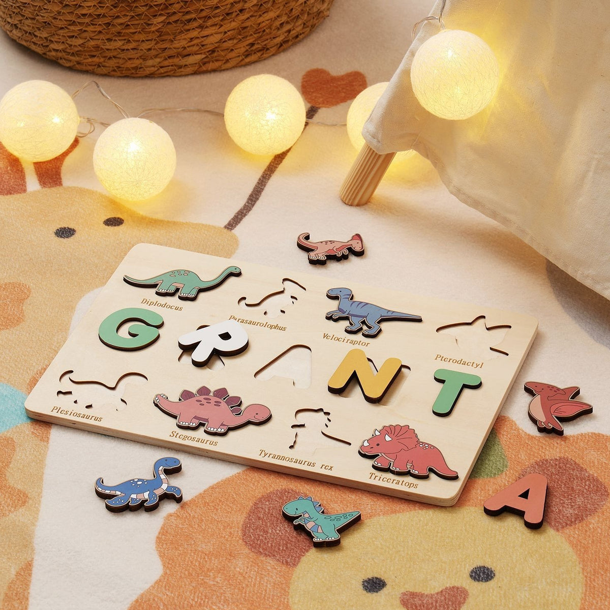Custom Dinosaur Wooden Name Puzzle