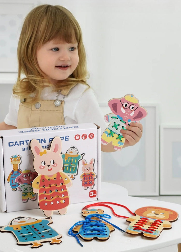 Kids' Wooden Lacing Activity Board Set