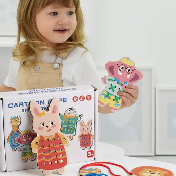 Kids' Wooden Lacing Activity Board Set