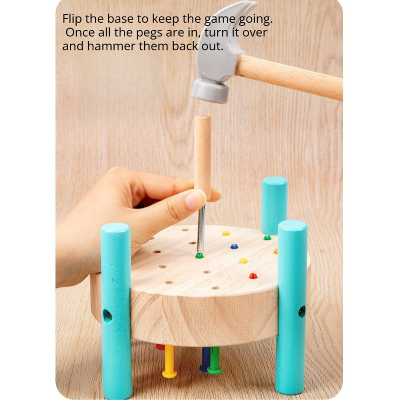 Wooden Hammering Peg Board Toy for Kids