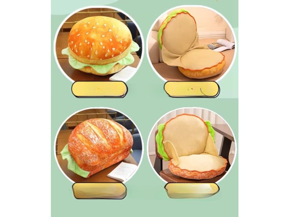 Transformable Hamburger Plush Seat Cushion - 2-in-1 Pillow
